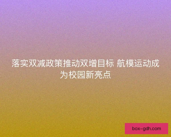 落实双减政策推动双增目标 航模运动成为校园新亮点