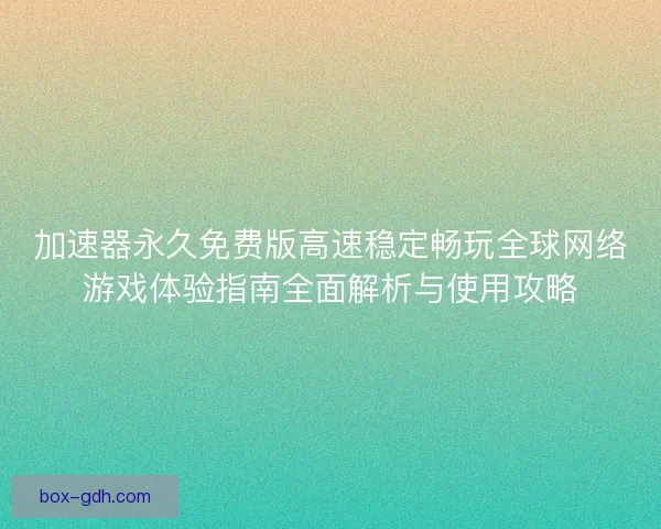 加速器永久免费版高速稳定畅玩全球网络游戏体验指南全面解析与使用攻略