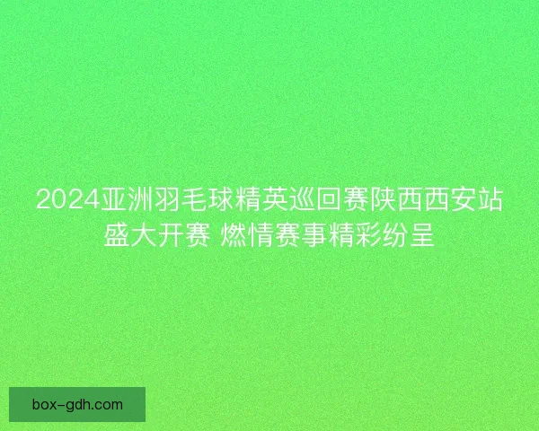 2024亚洲羽毛球精英巡回赛陕西西安站盛大开赛 燃情赛事精彩纷呈